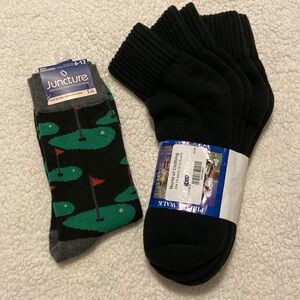 NWT lot of men’s socks of various sizes, Golf, black ankle Sizes 6-13